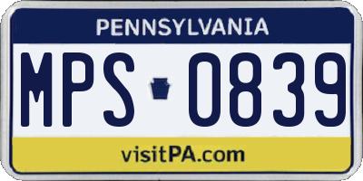 PA license plate MPS0839
