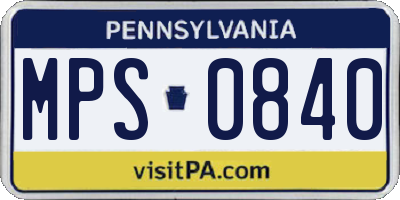 PA license plate MPS0840