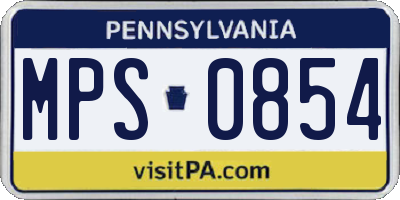 PA license plate MPS0854