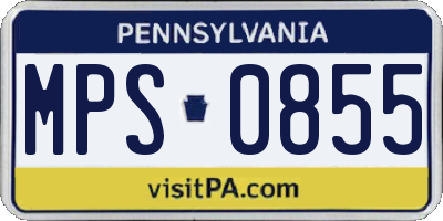 PA license plate MPS0855