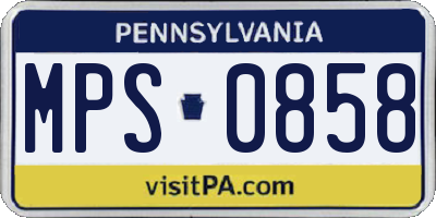 PA license plate MPS0858
