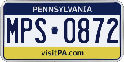 PA license plate MPS0872
