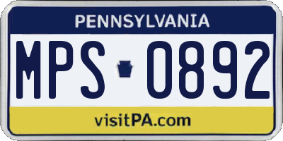 PA license plate MPS0892