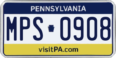 PA license plate MPS0908