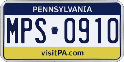 PA license plate MPS0910