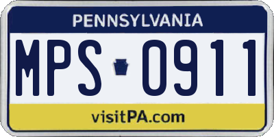 PA license plate MPS0911