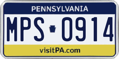PA license plate MPS0914
