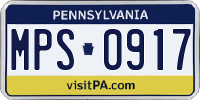 PA license plate MPS0917