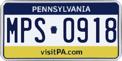 PA license plate MPS0918