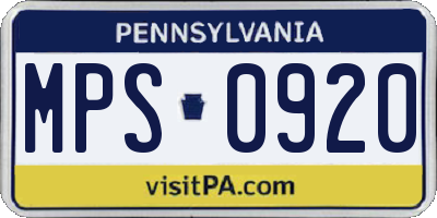 PA license plate MPS0920