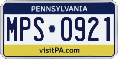 PA license plate MPS0921