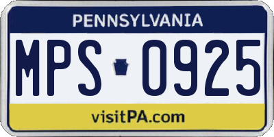 PA license plate MPS0925