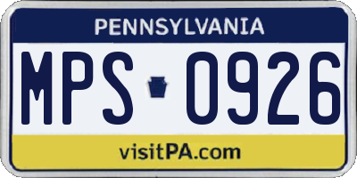 PA license plate MPS0926