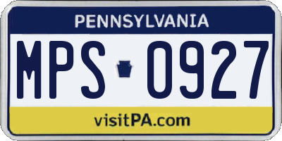 PA license plate MPS0927