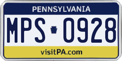 PA license plate MPS0928