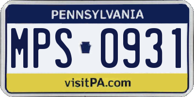 PA license plate MPS0931