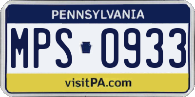 PA license plate MPS0933