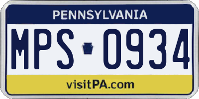 PA license plate MPS0934