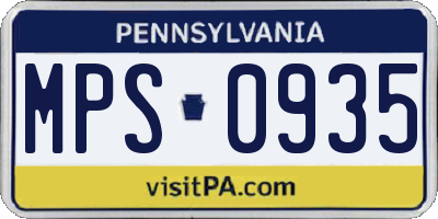 PA license plate MPS0935