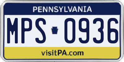 PA license plate MPS0936