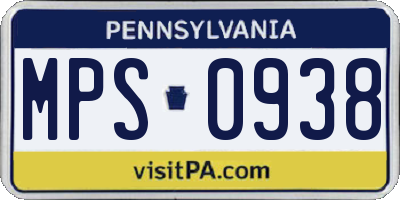 PA license plate MPS0938