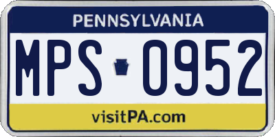 PA license plate MPS0952