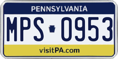 PA license plate MPS0953