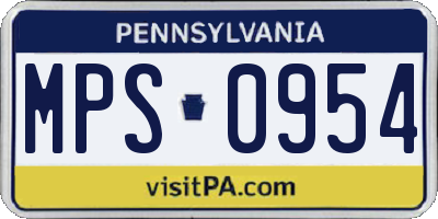 PA license plate MPS0954