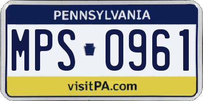 PA license plate MPS0961