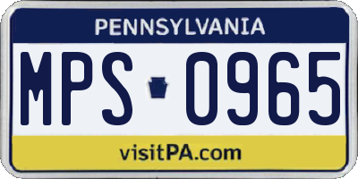 PA license plate MPS0965