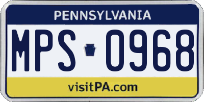 PA license plate MPS0968