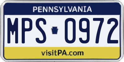 PA license plate MPS0972