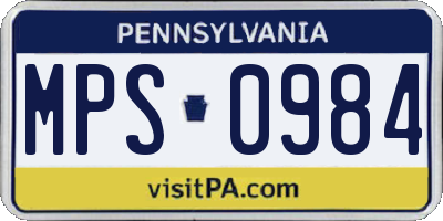PA license plate MPS0984