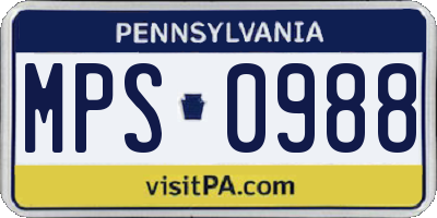 PA license plate MPS0988