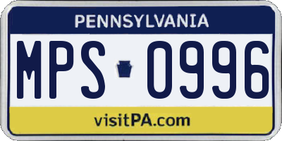 PA license plate MPS0996