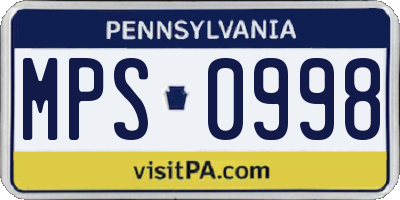 PA license plate MPS0998