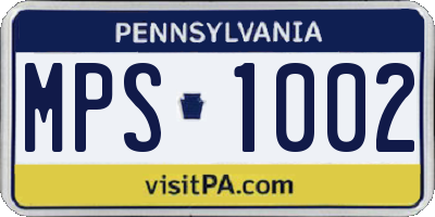 PA license plate MPS1002