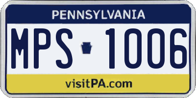 PA license plate MPS1006
