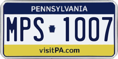 PA license plate MPS1007