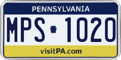 PA license plate MPS1020