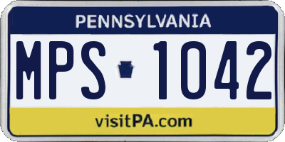 PA license plate MPS1042