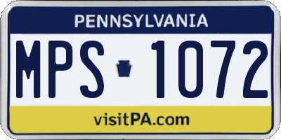 PA license plate MPS1072
