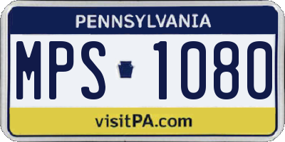 PA license plate MPS1080