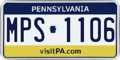 PA license plate MPS1106