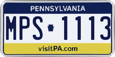 PA license plate MPS1113