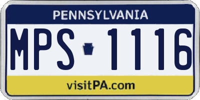 PA license plate MPS1116