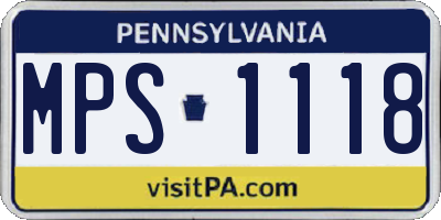 PA license plate MPS1118