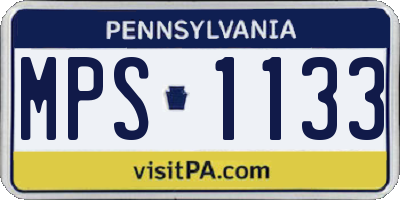PA license plate MPS1133