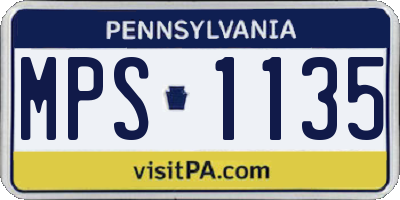 PA license plate MPS1135