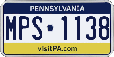 PA license plate MPS1138